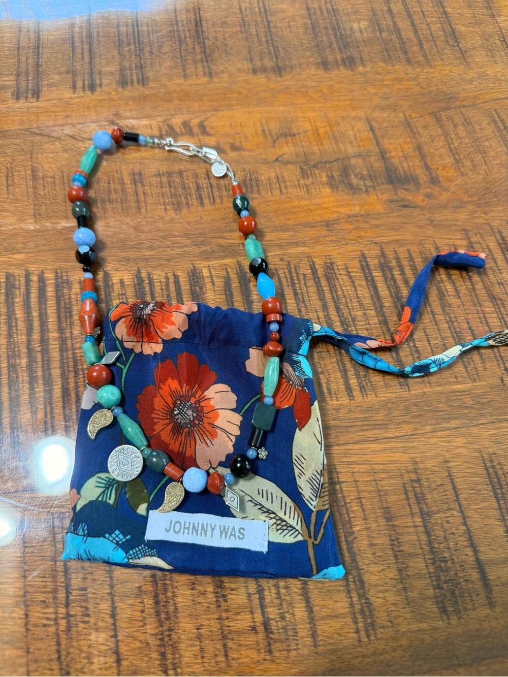 Johnny Was Paisley Evil Eye Charm and Gemstone Necklace - Picture 2 of 6